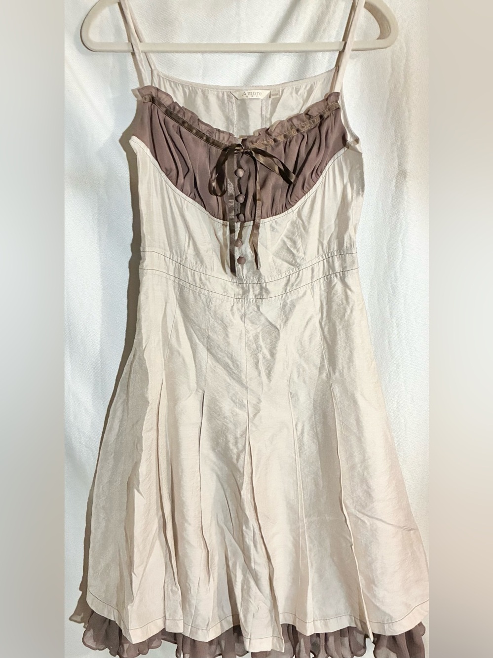 Amore 90s Y2K Milkmaid Dress Sz S Peasant Swing Fit & Flare  Ruffles Japanese